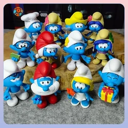 9-10cm The Smurfs Anime Figure Smurfette Brainy Smurf Figures Kawaii Action Figure Pvc Room Decoration Christmas Gift For Kids