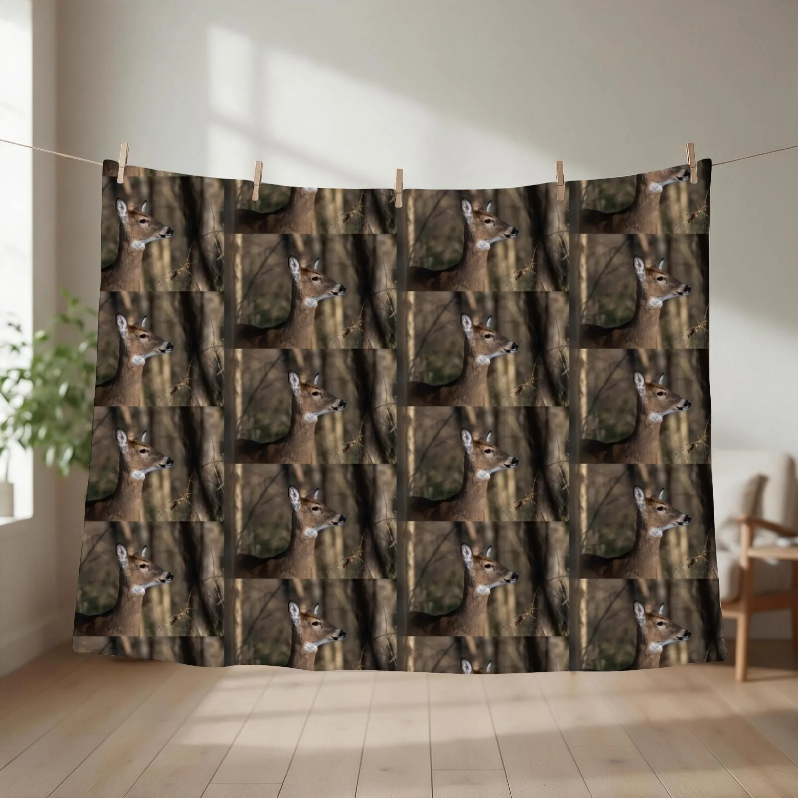 Doe, A Deer Throw Blanket Plush Plaid on the sofa Single Cute Blankets