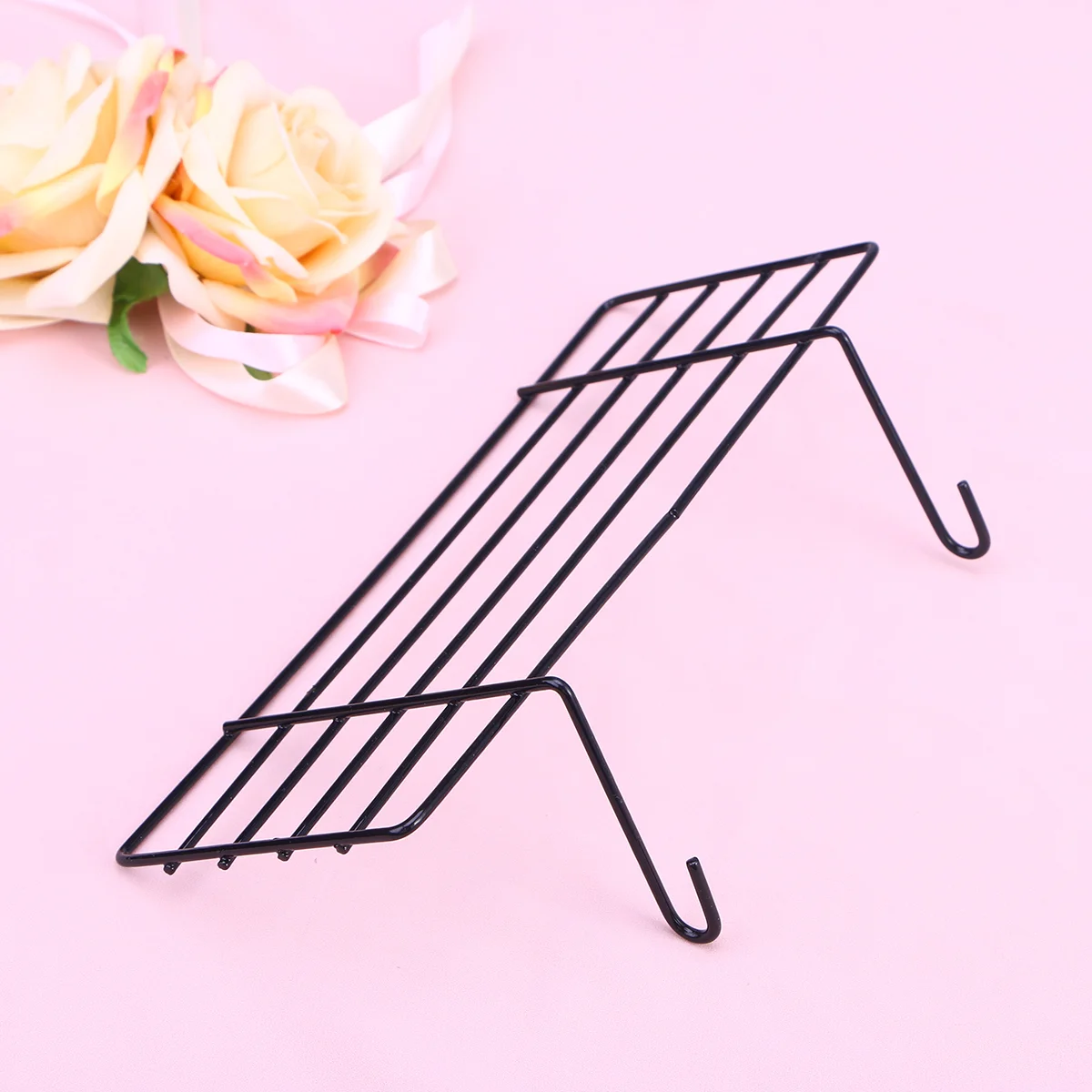 

Bookshelf Black Hanging Storage Basket Rack Grid Panel Iron Decorate