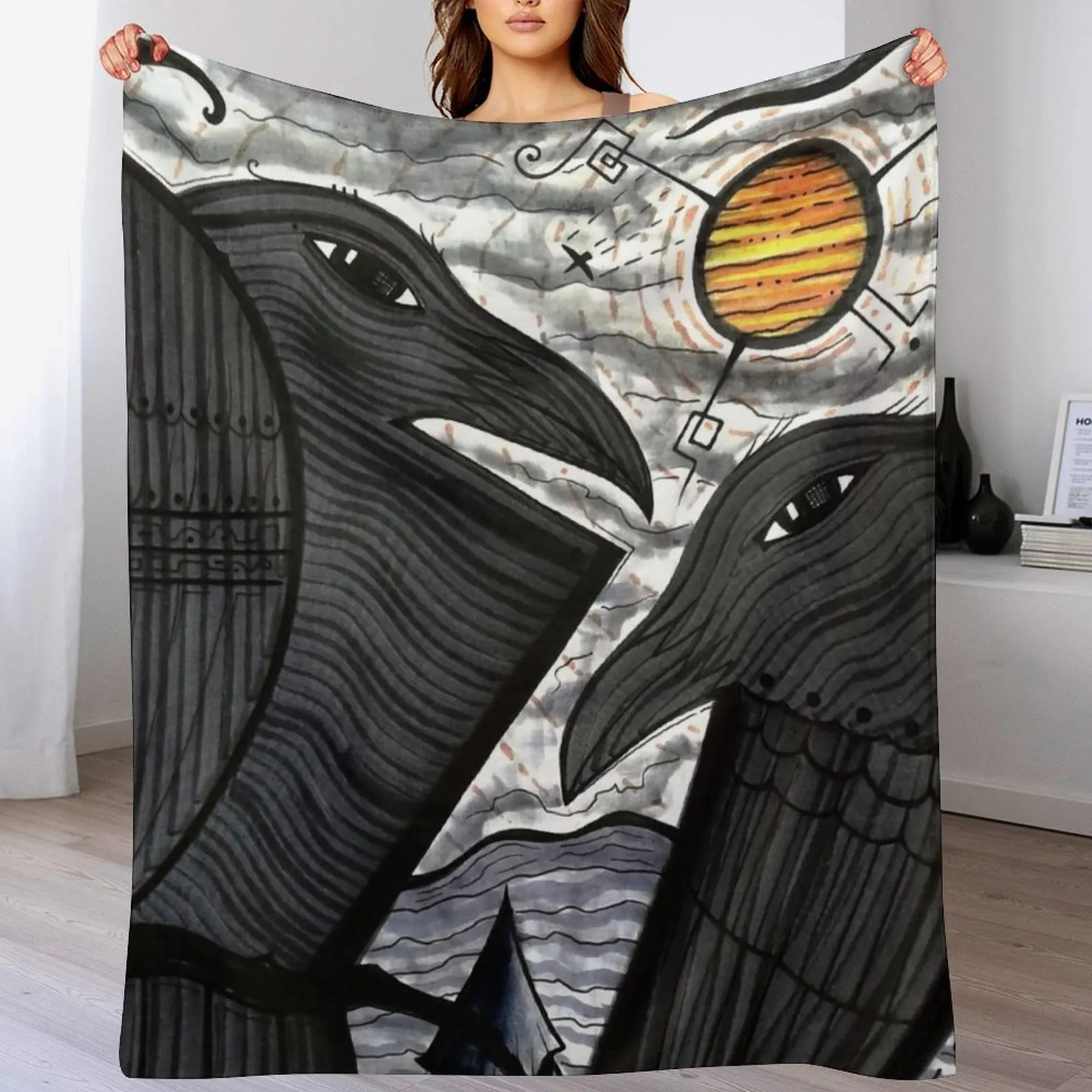 Two Corvids Under the Sun dk_2020july29a Throw Blanket Machine Washable Soft Warm Blanket
