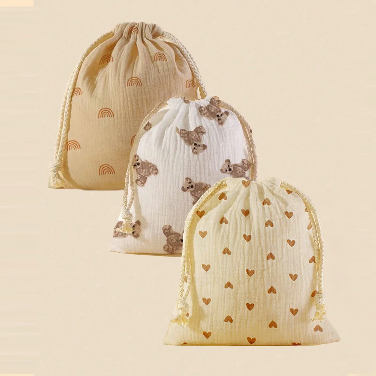 Cotton Storage Bag  Stroller Hanging Pocket Baby Towel Diaper Pouch Baby Drawstring Storage Bags
