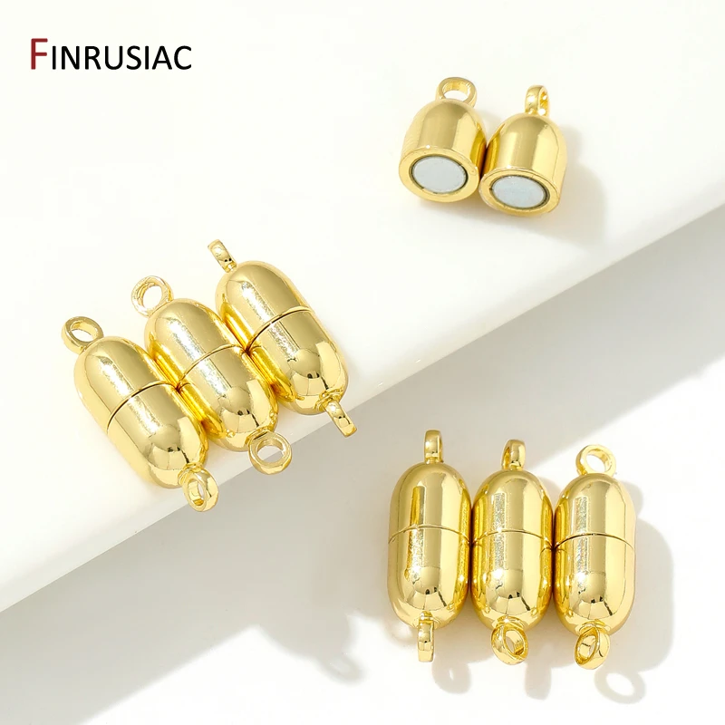 18K Gold Plated Brass Round Magnetic Clasps End Clasp Connectors For DIY Jewelry Making Bracelets Necklace Accessories