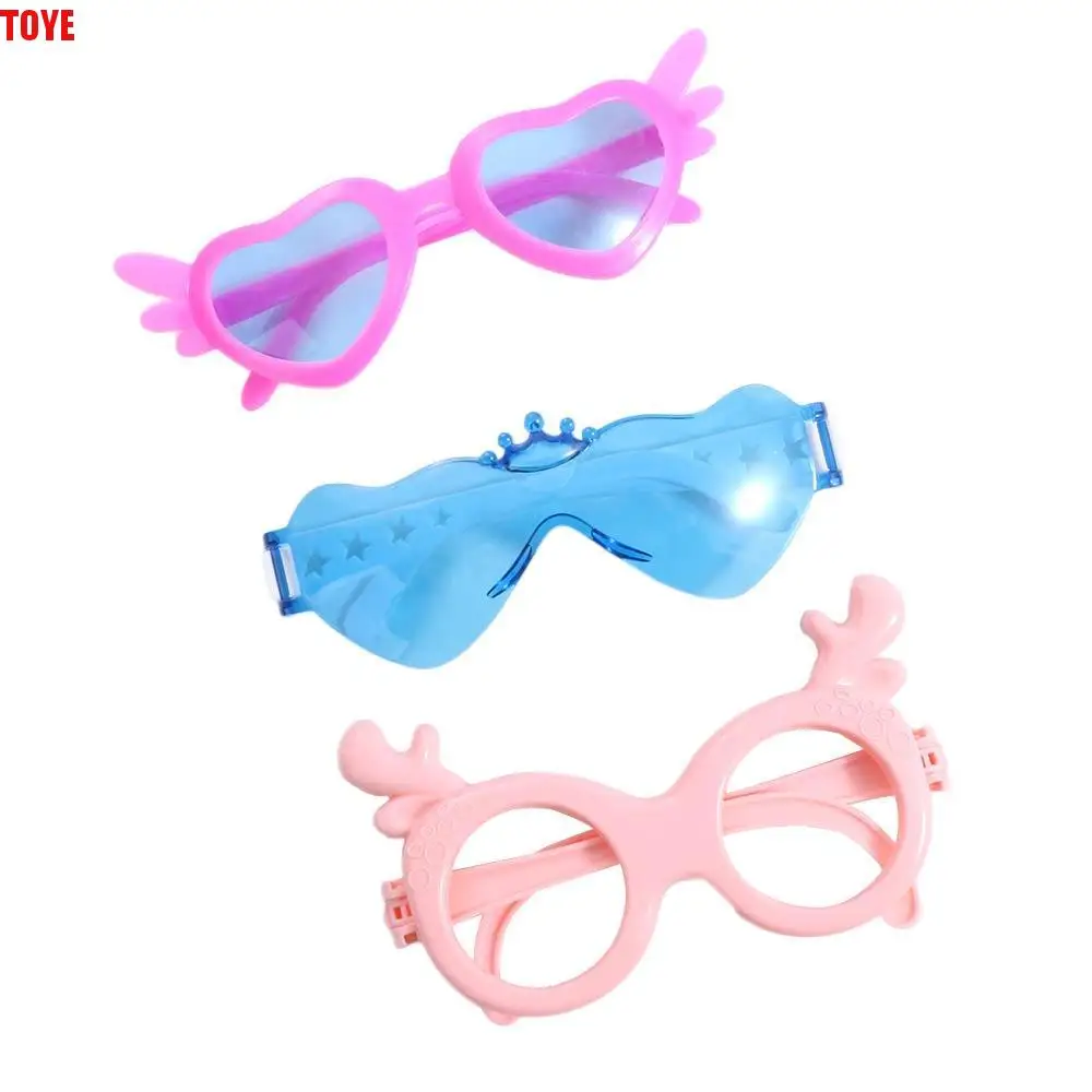 2pcs/set Doll Sunglass Retro Cool Doll Glasses Multicolor Round Frame Mini Plastic Heart Glasses Fashion Styles Retro