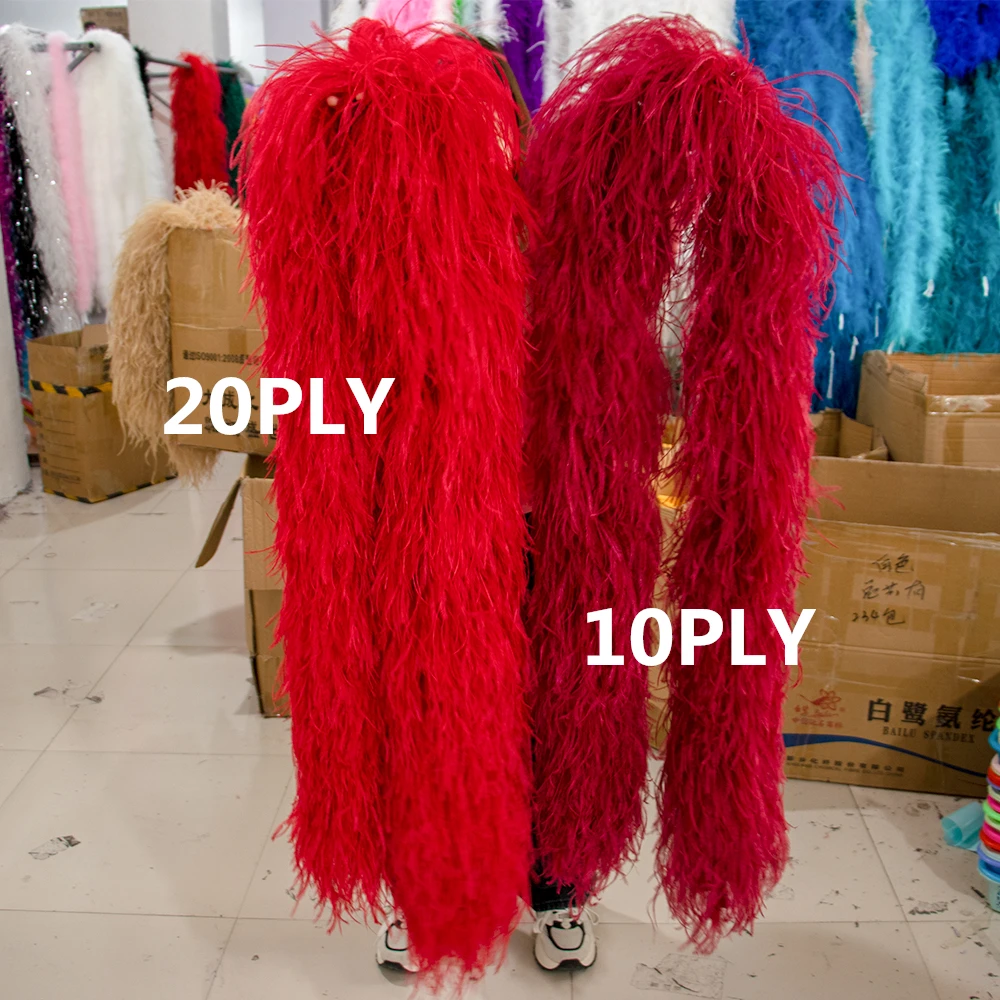 1.5M 2M Trim Natural Ostrich feather boa Plumas Decoration Boa Shawl for Cosplay Party Dress Sewing feathers boa Scarf 10 20ply