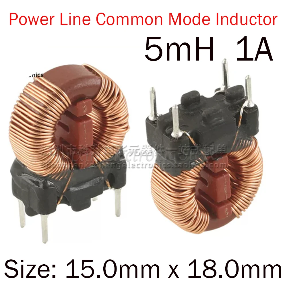2pcs 744821150 Common Mode Choke Coil 5mH 1A 220mΩ Power Line Common Mode Inductor for EMI Filter Suppression Through Hole Base
