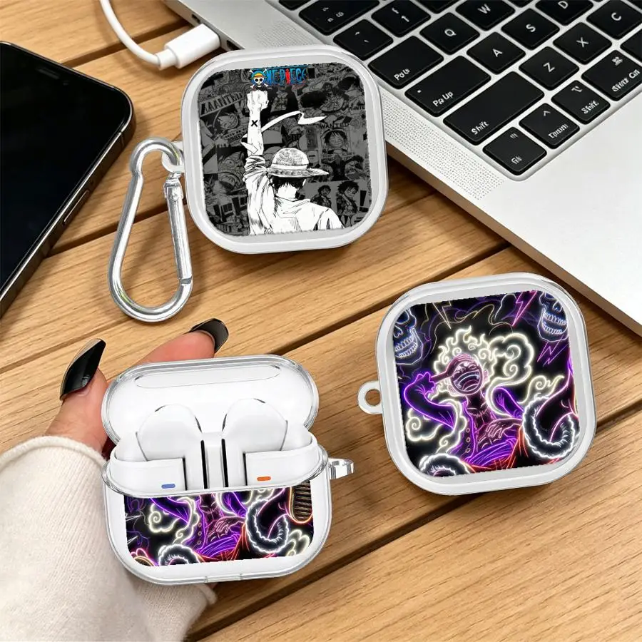 Transparente Kopfhörer-Schutzhüllen mit Haken für Samsung Galaxy Buds 2 3 FE Live 4 Pro 2Pro 4Pro 3Pro Anime One Piece