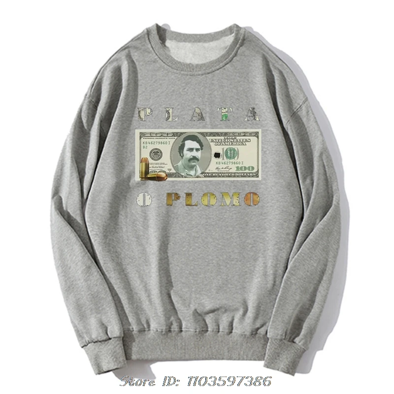 Plata O Plomo Money Casual Hoodie Narcos Crime TV Pablo Escobar Casual Oversized Sweatshirt Gift Men's Clothing Unisex Tops