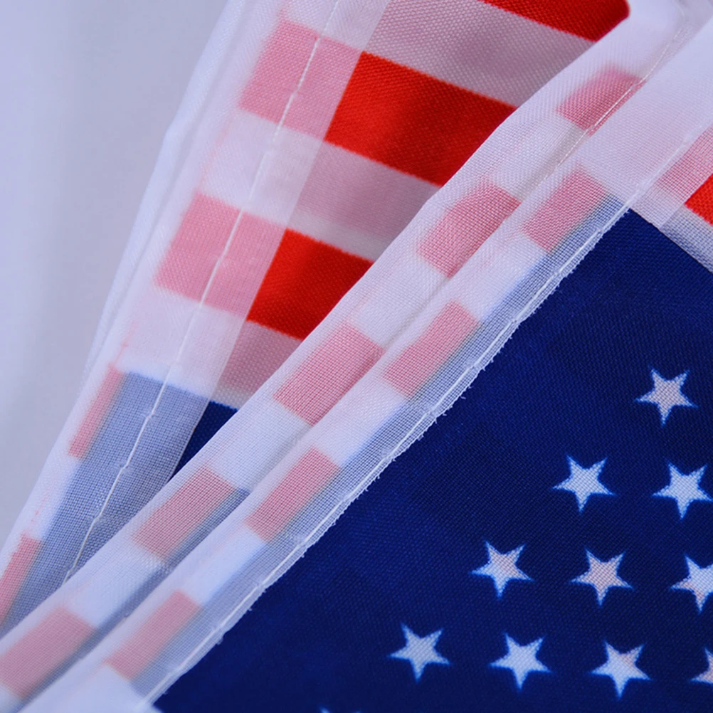 

2pcs American Flag Banner Printed Stars and Stripes USA Flag Banner for Shop (5.5M Square + 15M Triangle)
