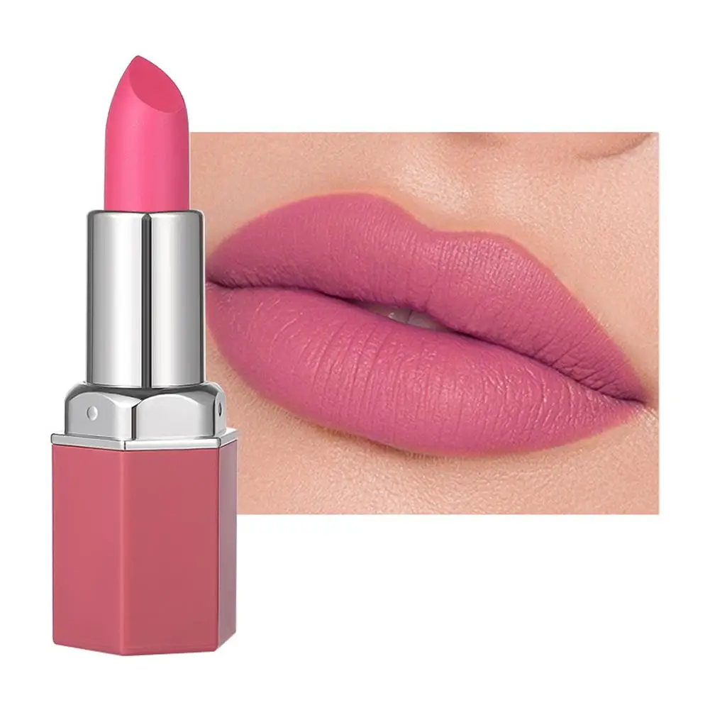 Foggy Face Velvet Moisturizing Matte Lipstick Hexagonal Tube Lip Gloss Makeup Cosmetics 6Colors Makeup Cosmetic Gift for Wo N3E6