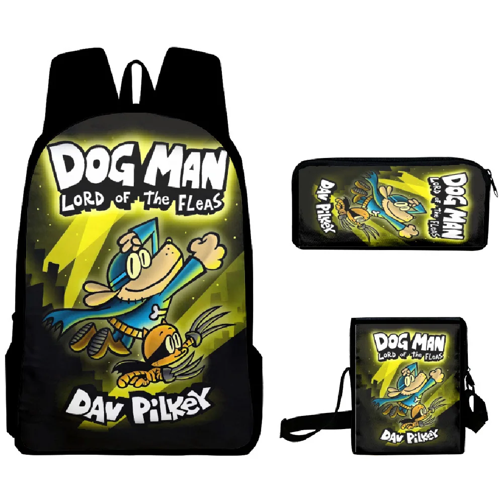 Classic Novelty Cool Dog Man 3D Print 3pcs/Set pupil School Bags Laptop Daypack Backpack Inclined shoulder bag Pencil Case