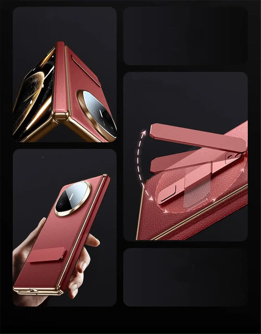 حافظة فليب من جلد البقر الفاخر لهاتف هواوي ميت X6 X5 360 °   غطاء المفصلي قوس