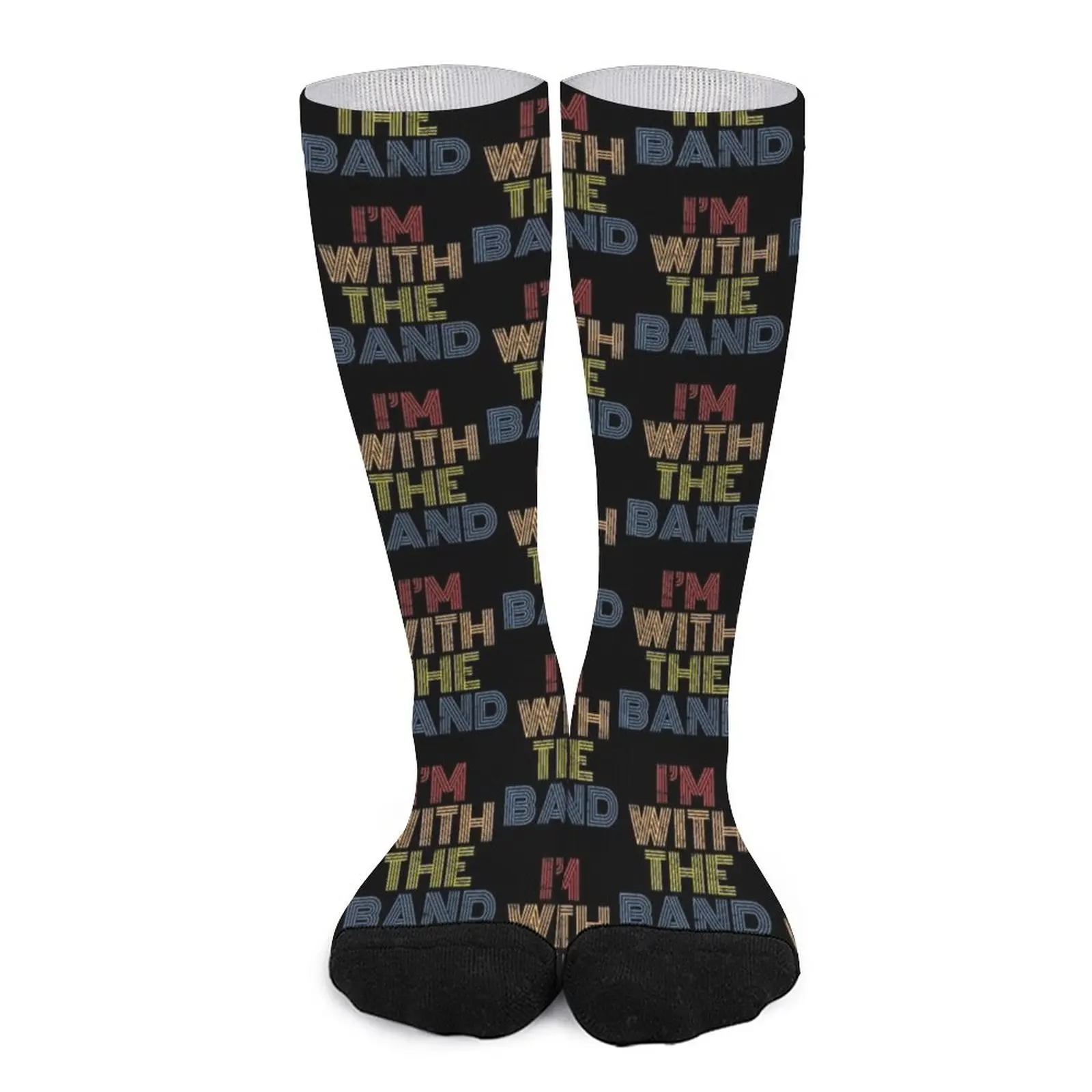 

I'm With The Band rainbow 70s 80s distressed rock music Premium Socks compression socks sports and leisure hiphop