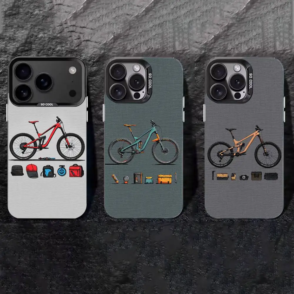 

Mountain Bike Bicycle cool Phone Case For iPhone 17,16,15,14,13,12,11 Plus,Pro Max,XS,Colored silver phone case