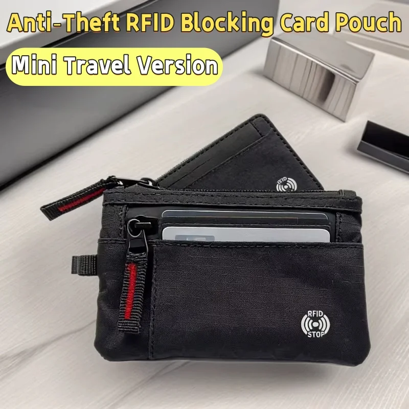 Anti-theft cardholder bag, simple zero wallet, passport case for documents, multifunctional key bag, small nylon card holder bag