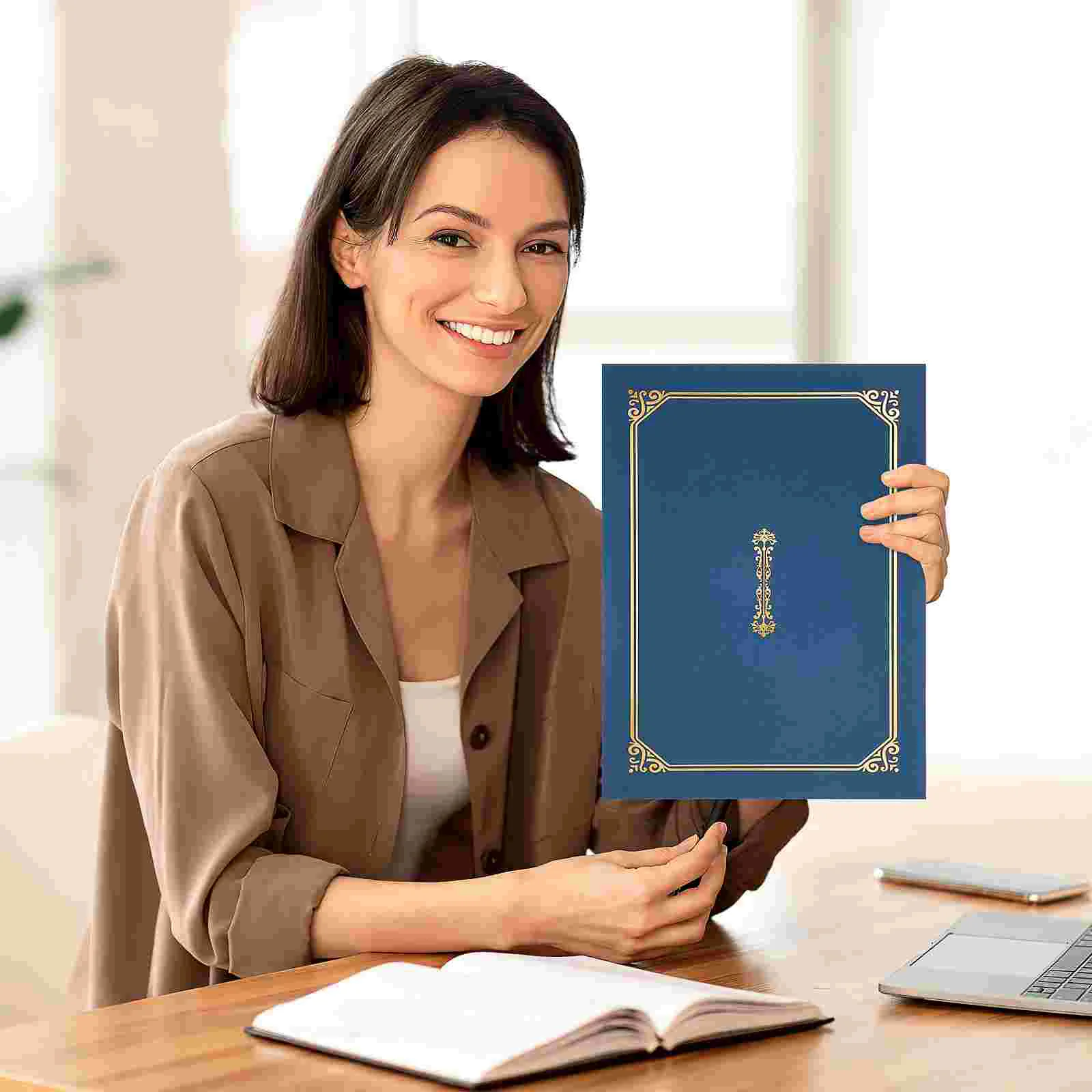 4 Pcs Certificate Set Blue Folder Cover Diploma A4 Holder Specialty Paper Document Award