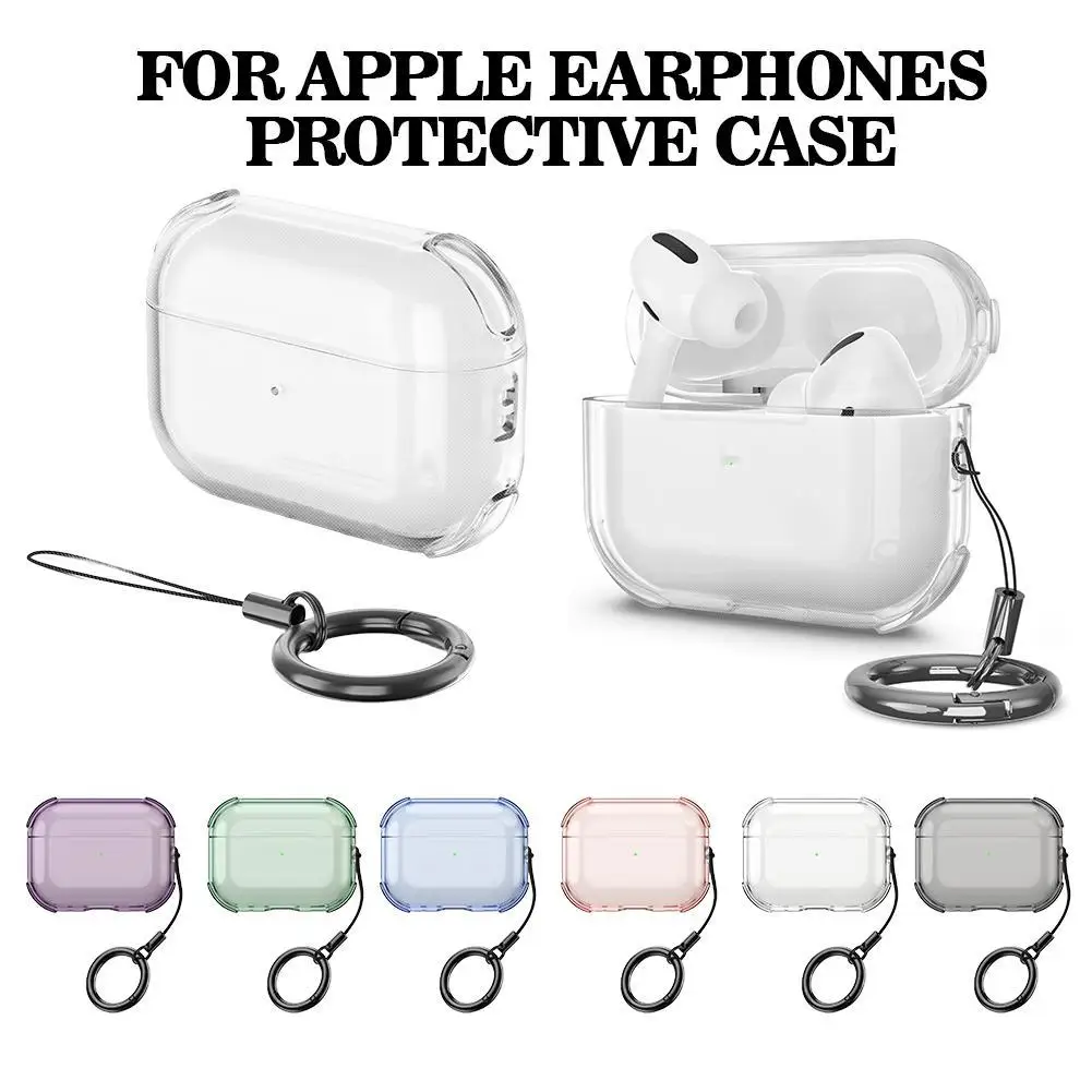 For AirPods Pro Case Soft TPU Protective Cover With Keychain Shockproof For Airpods Pro3 Transparent Earphone Cover