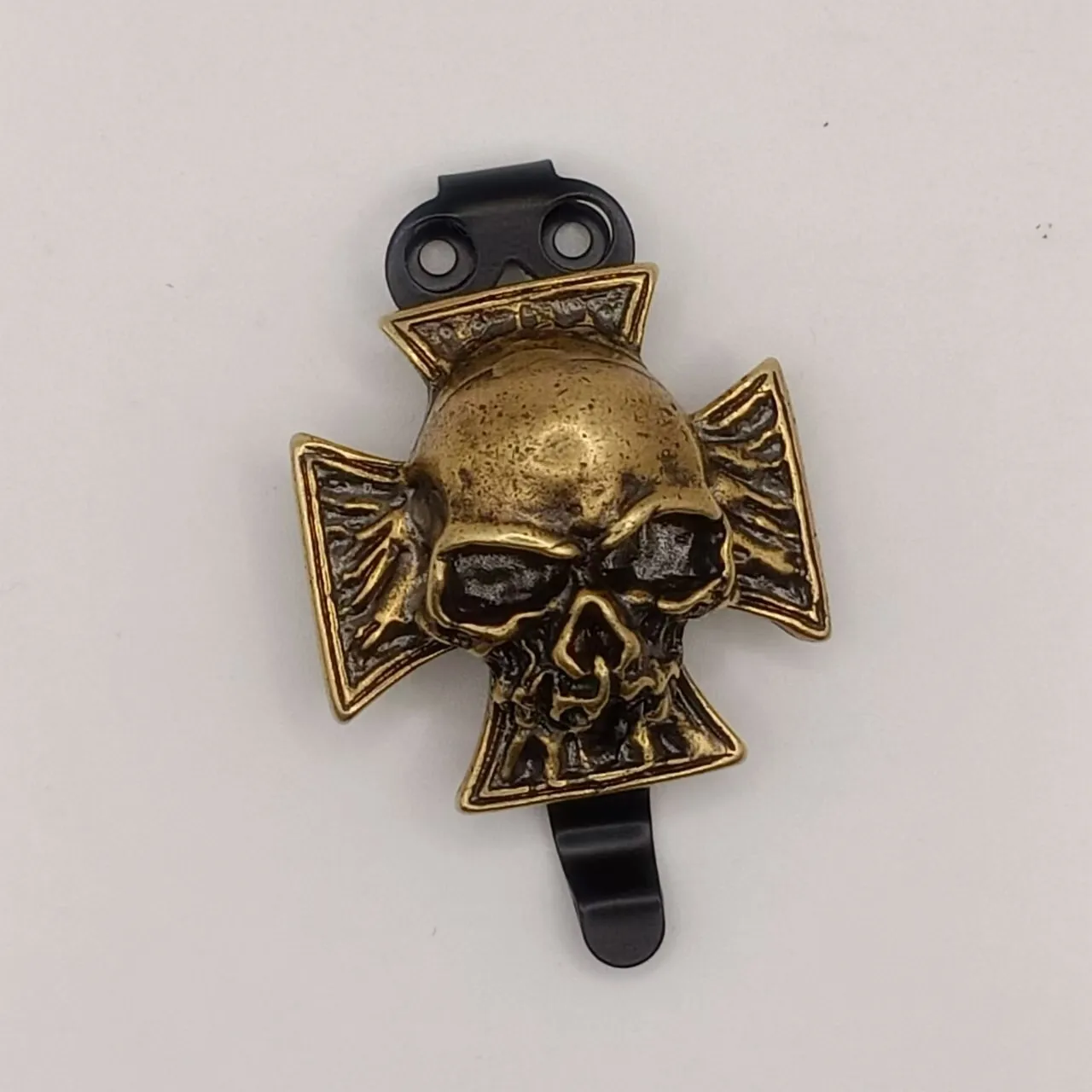 

New 1PC. Brass Cross Skull + Pocket Clip for Benchmade Bugout 535