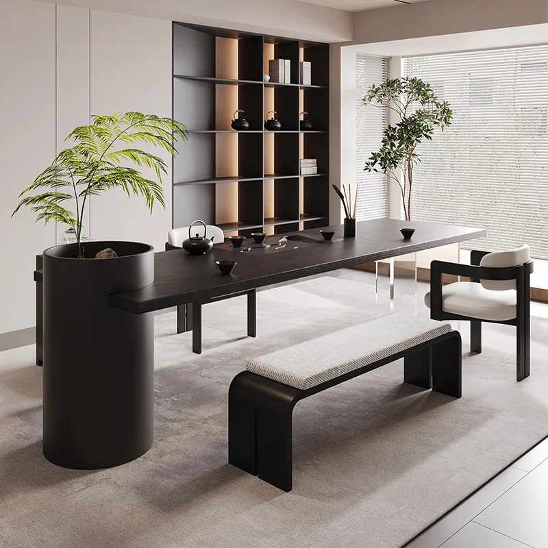 

Wabi-sabi Zen design tea table and chair combination can be planted landscape flower tree new Chinese solid wood tea table with