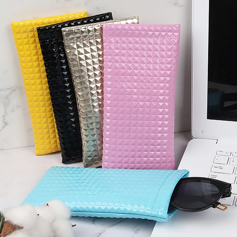 Candy Color PU Leather Sunglasses Bag For Women Men Glasses Case Wallet Storege Cases Portable Waterproof Glasses Storege Bags