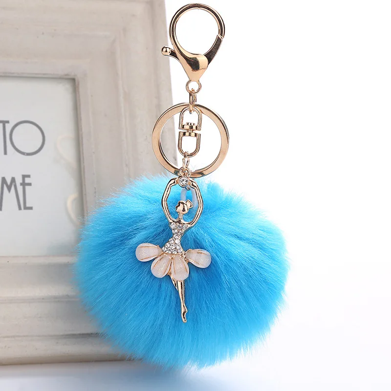 New Cute Ballet Girl Otter Rabbit Hairball Female Bag Pendant Angel Car Keychain Bag Pendant Gift Wholesale view 5