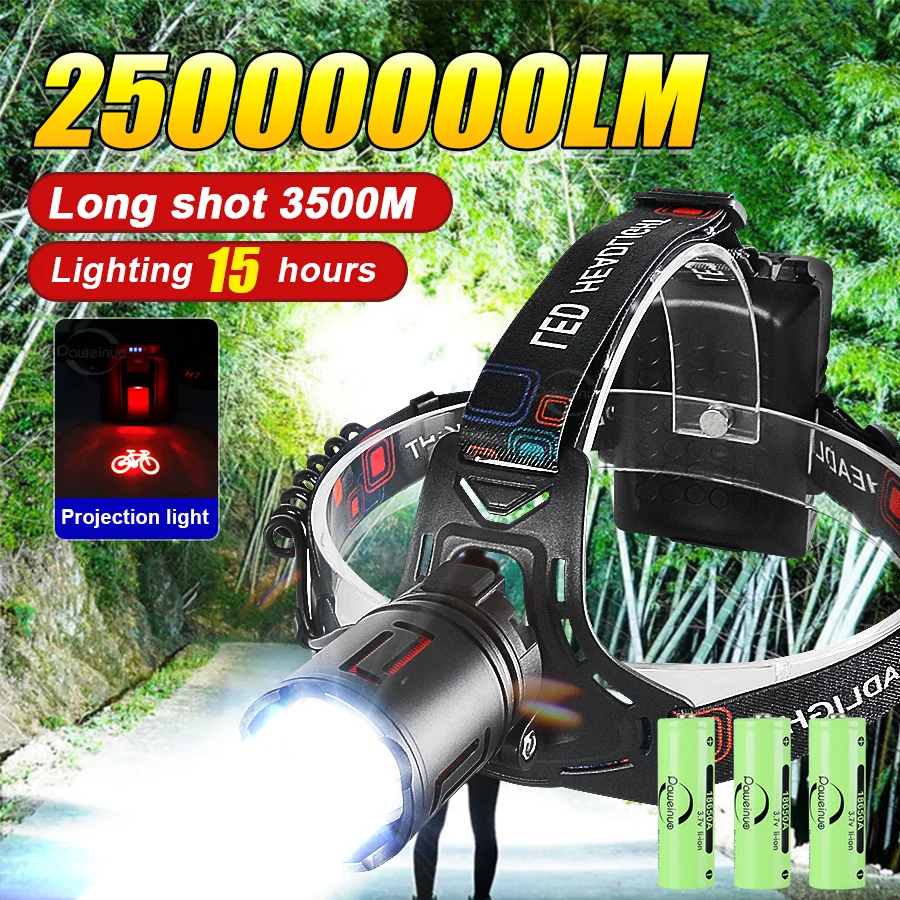 

Upgrade Most Powerful LED Headlight Super Bright Big Aperture Head Flashlight Rechargeable Led Headlamp Long Range Fishing Light