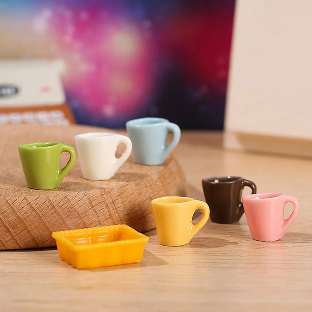 14 Pcs Mini Cup Miniature Coffee Cups Utensils House Toy Tea Supplies Resin Decorations