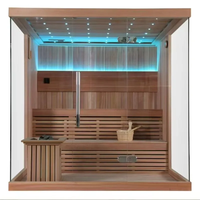 Indoor 2 Person Full Spectrum Infrared Sauna Hemlock Wood Steam Room Modern Custom