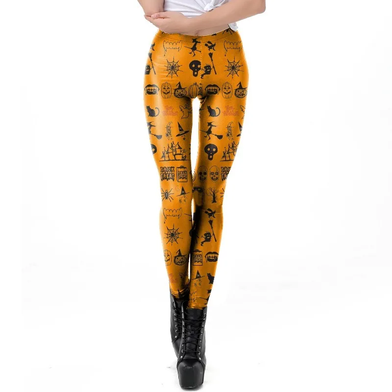 

Halloween Pants Fashion Printed Stretch Skinny Pants Pumpkin Head Skull Frame Digital Printed Small Leg Bottom Pants