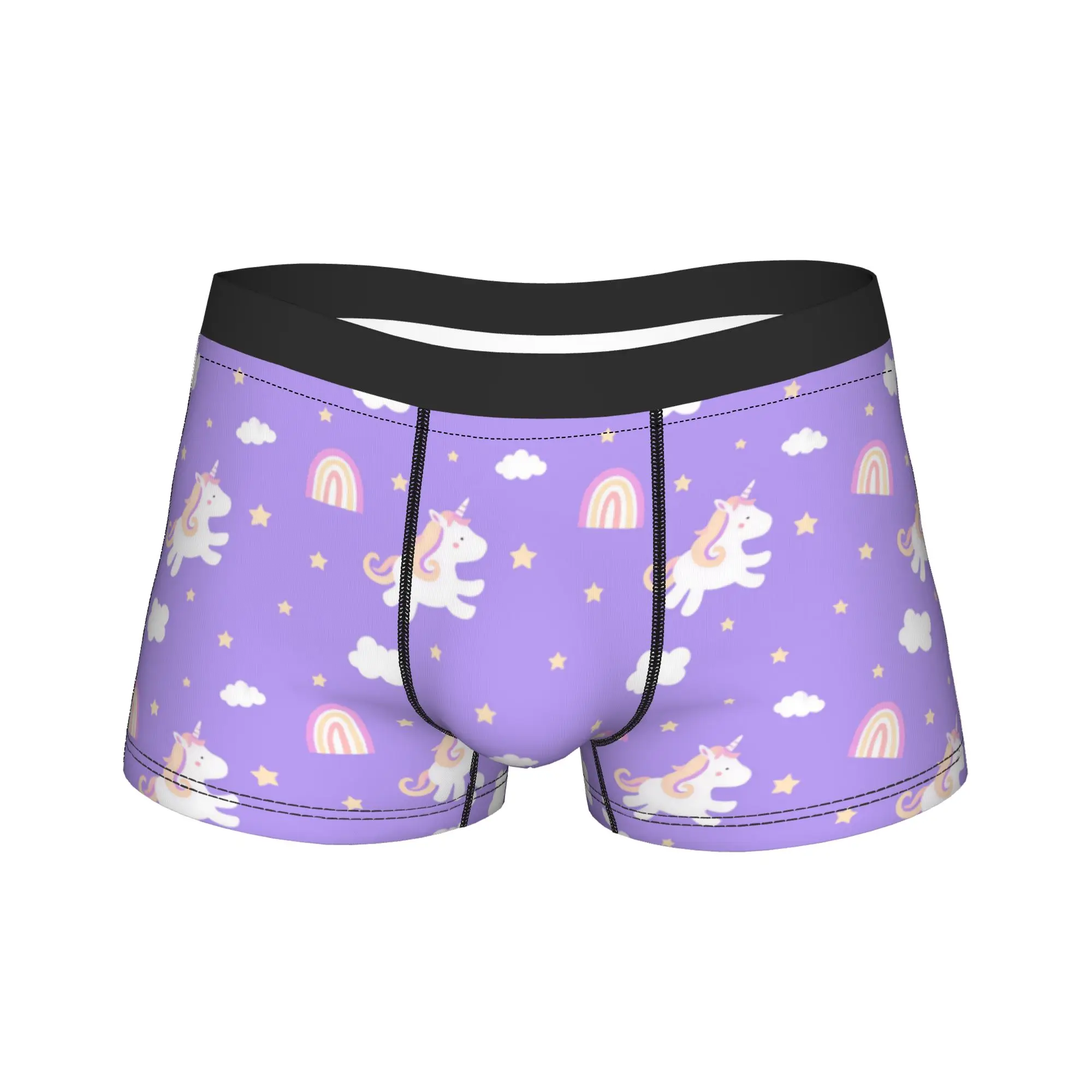Childish seamless pattern with cute unicorns  Boxer Shorts  Pouch Underwear Trenky Custom DIY Boxer Brief Classic Man Underpants