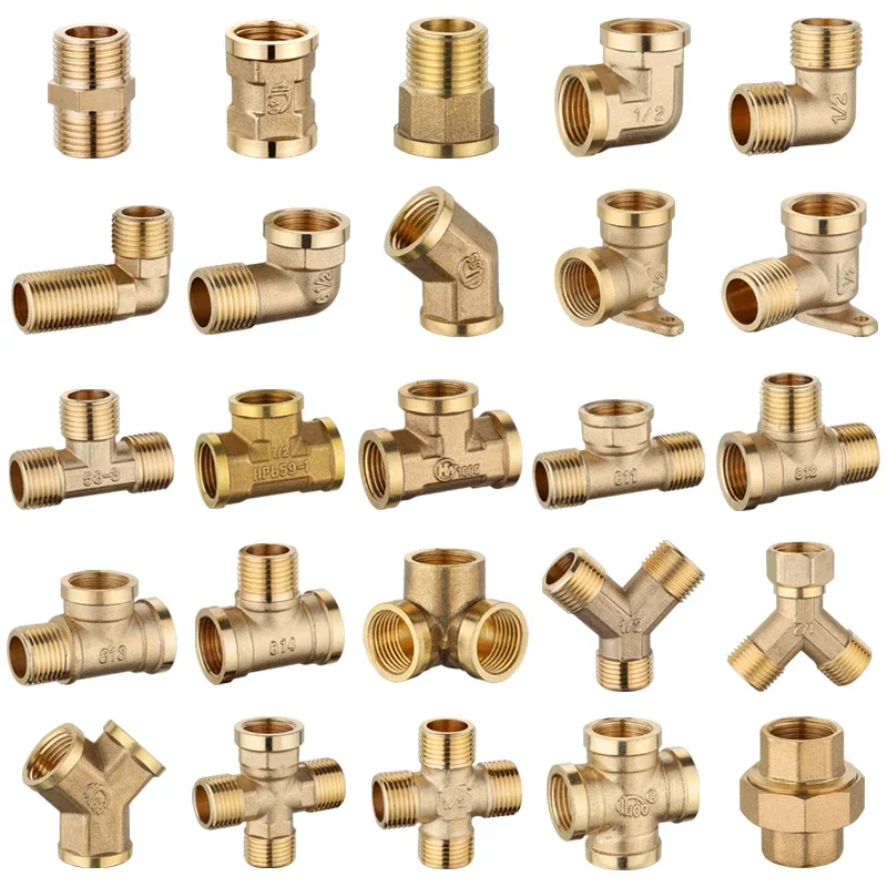 

Brass Connector 1/8" 1/4" 3/8" 1/2" 3/4" 1" 1-1/4" 1-1/2" 2" Female Male Thread Equals 2/3/4 Way Tee Type Straight Elbow Adapter