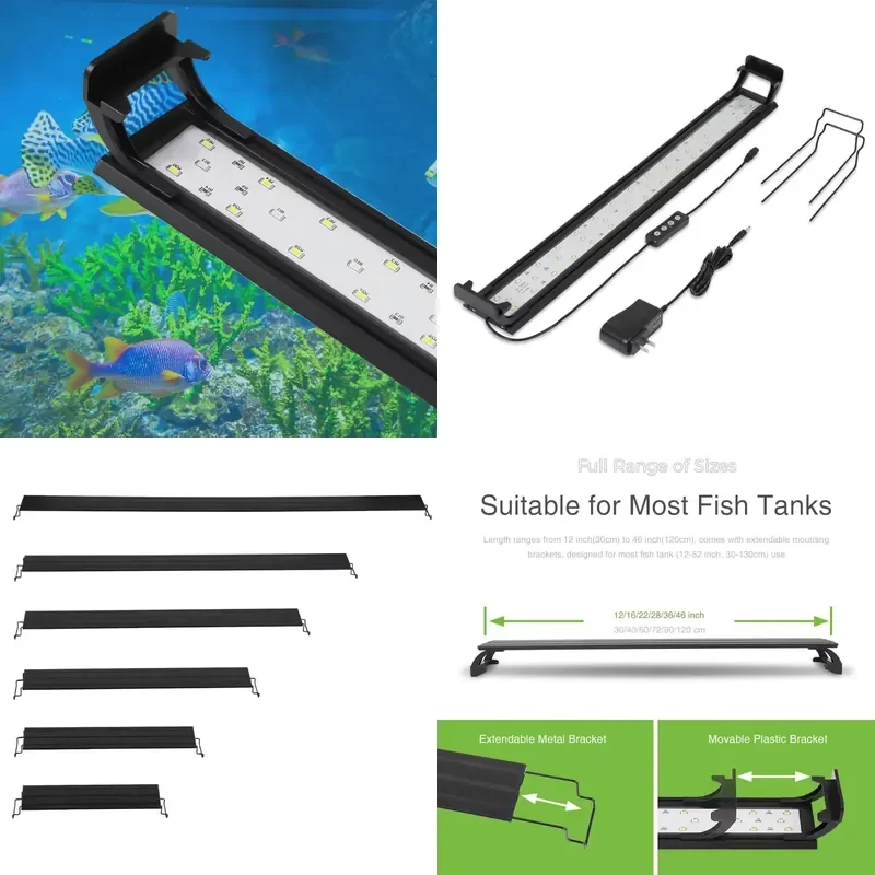 120cm RGBW LED Aquarium Light for Freshwater and Saltwater Reef Tank Lighting Equipment Decorative Accessories