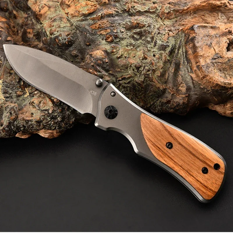 Hot Pocket Hunting Knife Folding Knife 7Cr18Mov Blade Rosewood Handle Knife Hunting Outdoor Camping Survival Pocket Knives EDC