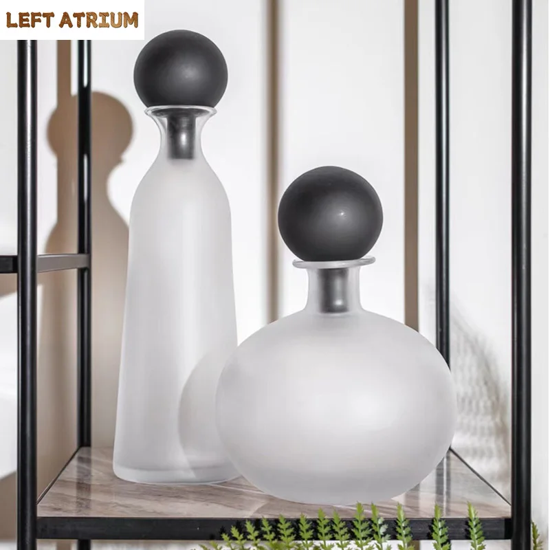 

Transparent Frosted Glass Vase Desk Decoration Artificial Flowers Decorative Flower Arrangement Floral Vase Room Aesthetic Decor