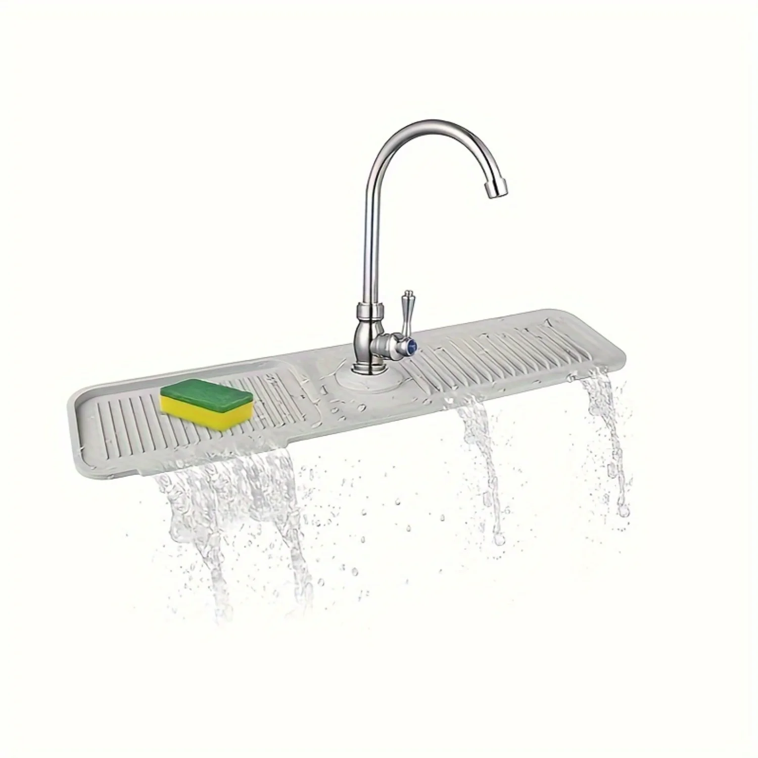 1pc Multifunctional Dish Cloth & Sponge Holder - Extra-Large Faucet Splash Guard for Kitchen & Bathroom - Durable Over-The-Sink