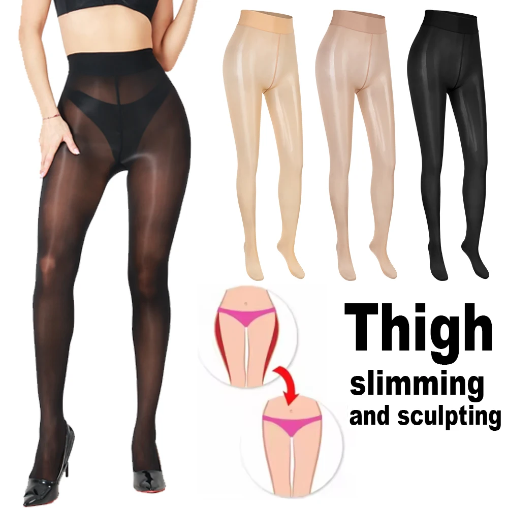 

Women High Waist Reflective Pantyhose Silky Soft Oil Shine Elastic Durable Tights for Party Casual Daily Outfits