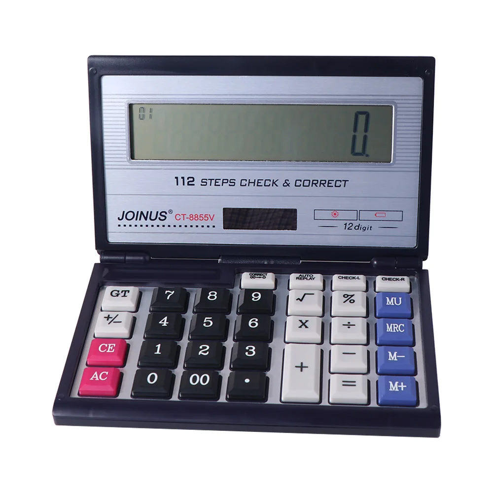 Foldable Folding Flip Calculator Portable 12 Digits Solar Calculator Multifunctional Large Screen Financial Office Calculator