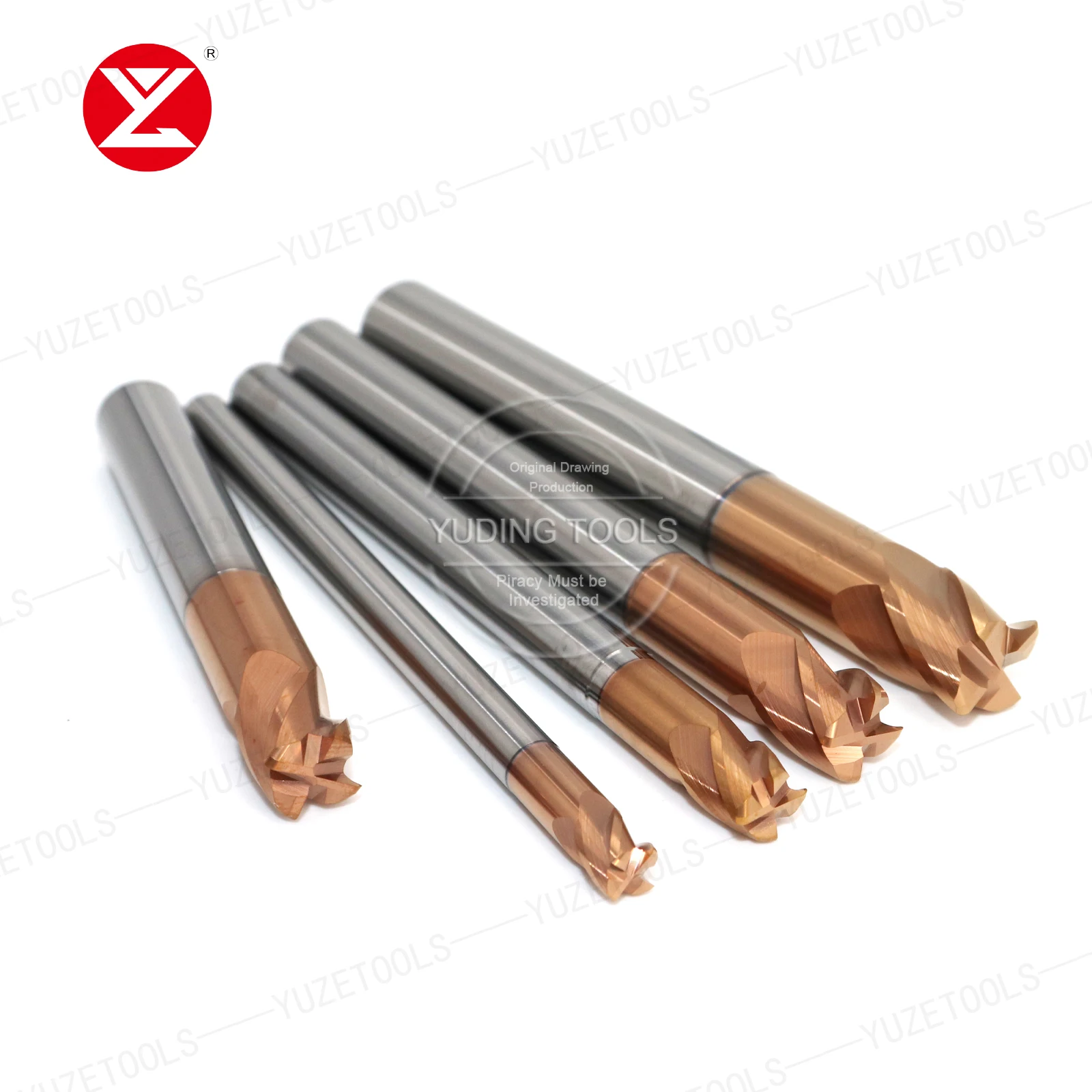 4 Flute HRC68 Carbide Bull Nose Corner Radius End mill R0.2 R0.5 R1 R2 CNC R Bullnose Cutter for Steel high hardness materials