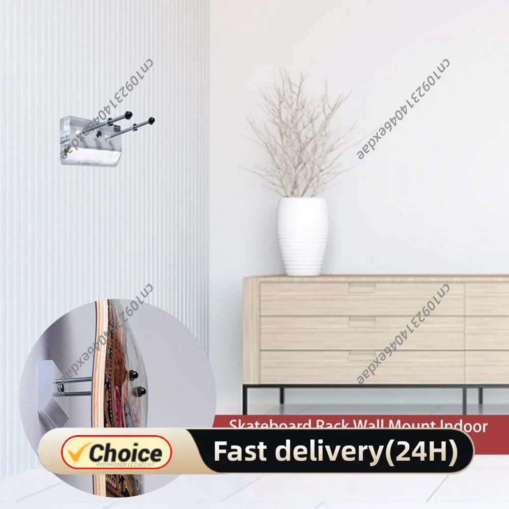 Skateboard Wall Mount Storage Rack Clear Acrylic Longboard Deck Display Holder for All Standard Skateboards and Longboards