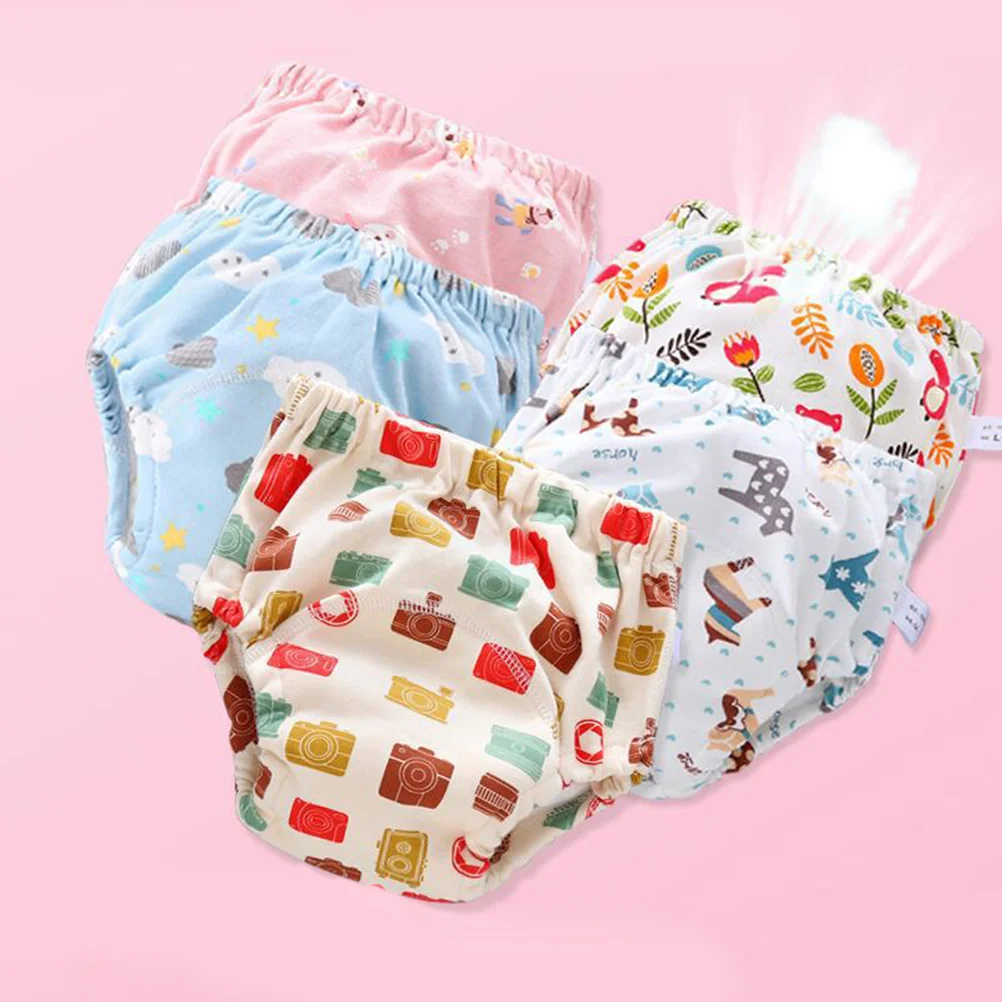 

4 Pcs/1 Moon Pattern Diapers Training Pants Baby Gauze Music Washable Underwater World