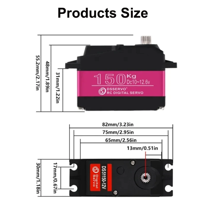 High Torques 150KG Digital Servo Full Metal Gear 180 Degree Waterproof 12V With Servo Arm For Car And Robotics