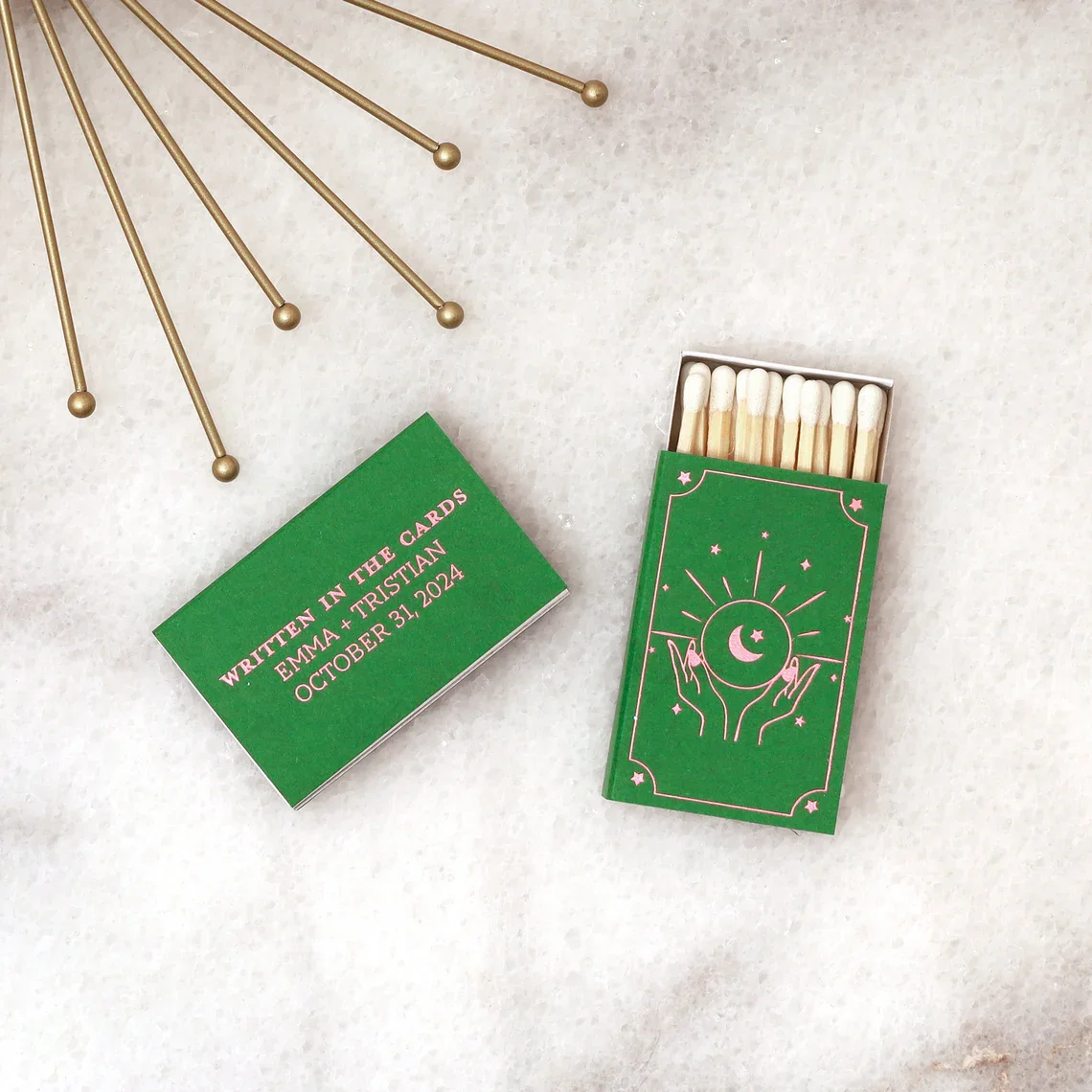 Personalized Matchboxes Written In The Cards - Custom Celestial Wedding Matches, Custom Matchbox, Matchbox Party Favor