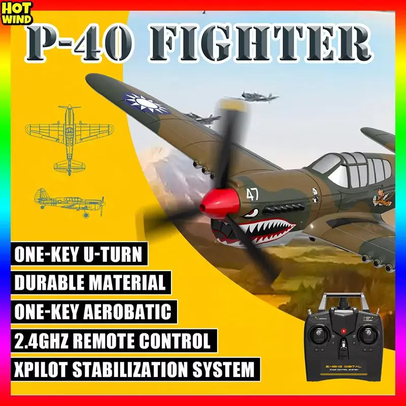 P-40 Fighter Fixed Wing Aircraft Model Electric Remote Control Foam airplane Model Children's Remote Control Toy Gift Outdoor