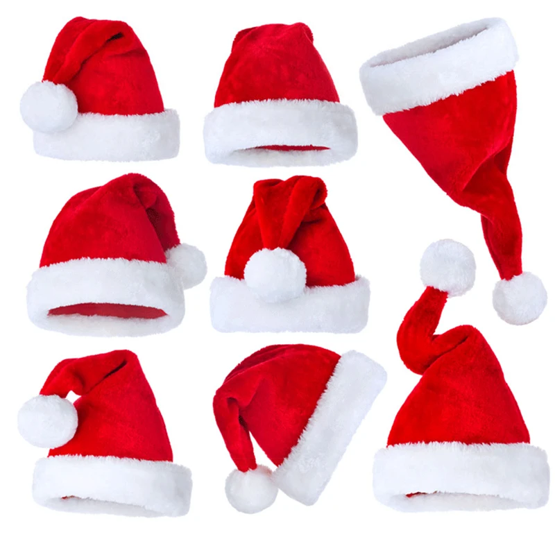 2025 Happy New Year Santa Cap Kids Children Adult Xmas Gift Plush Christmas Warm Winter Hat Christmas Home Decoration Supplies