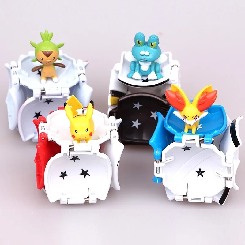 4Pcs/Set Pokemon Elf Ball Pikachu Pokeball Pocket Monster Variant Toy Action Figure Model Toys Kids Game Cosplay Toy Gift