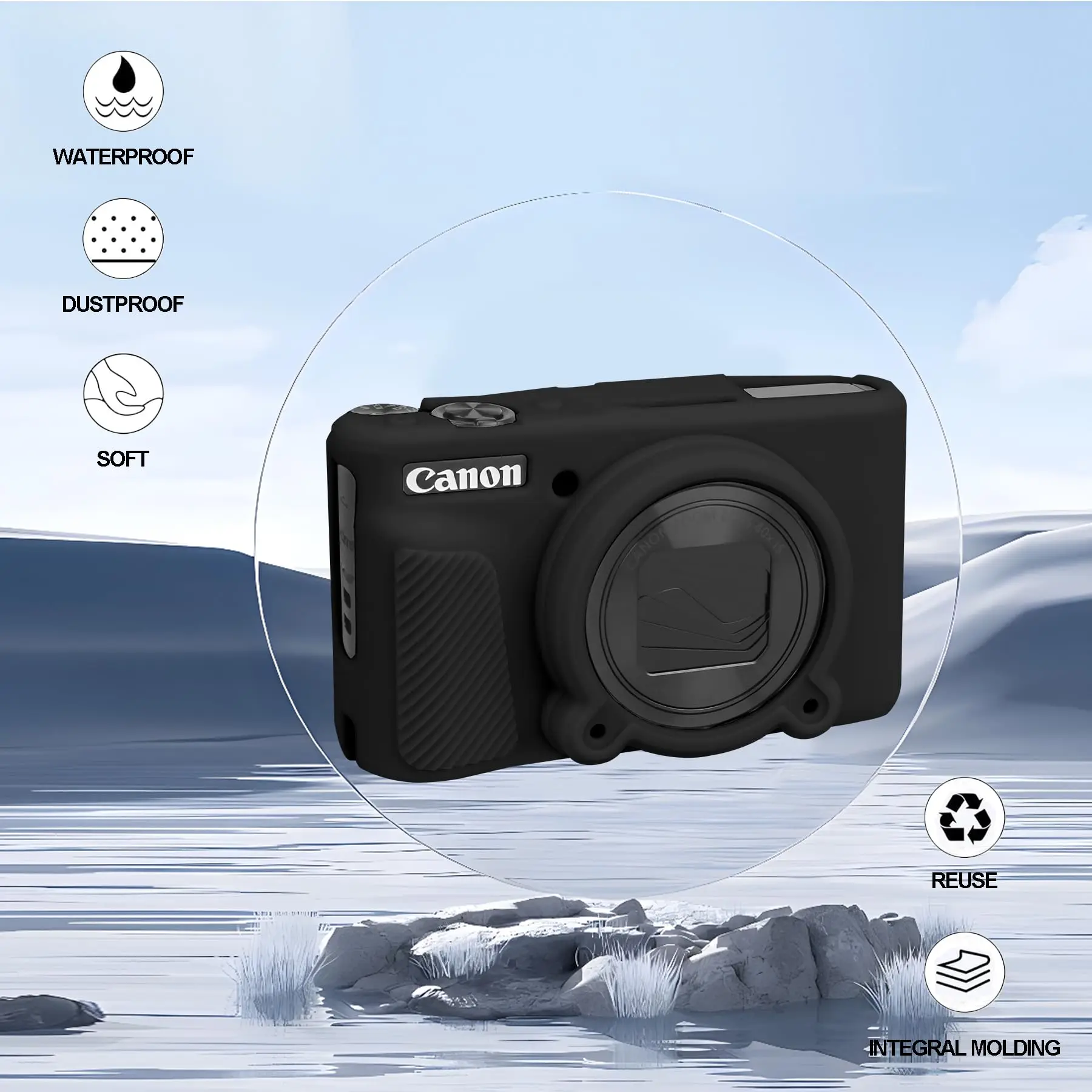 حافظة كاميرا لكاميرا Canon PowerShot SX740 / SX730 الرقمية، حقيبة واقية من السيليكون الناعم ملحقات غطاء العدسة القابلة للإزالة #5
