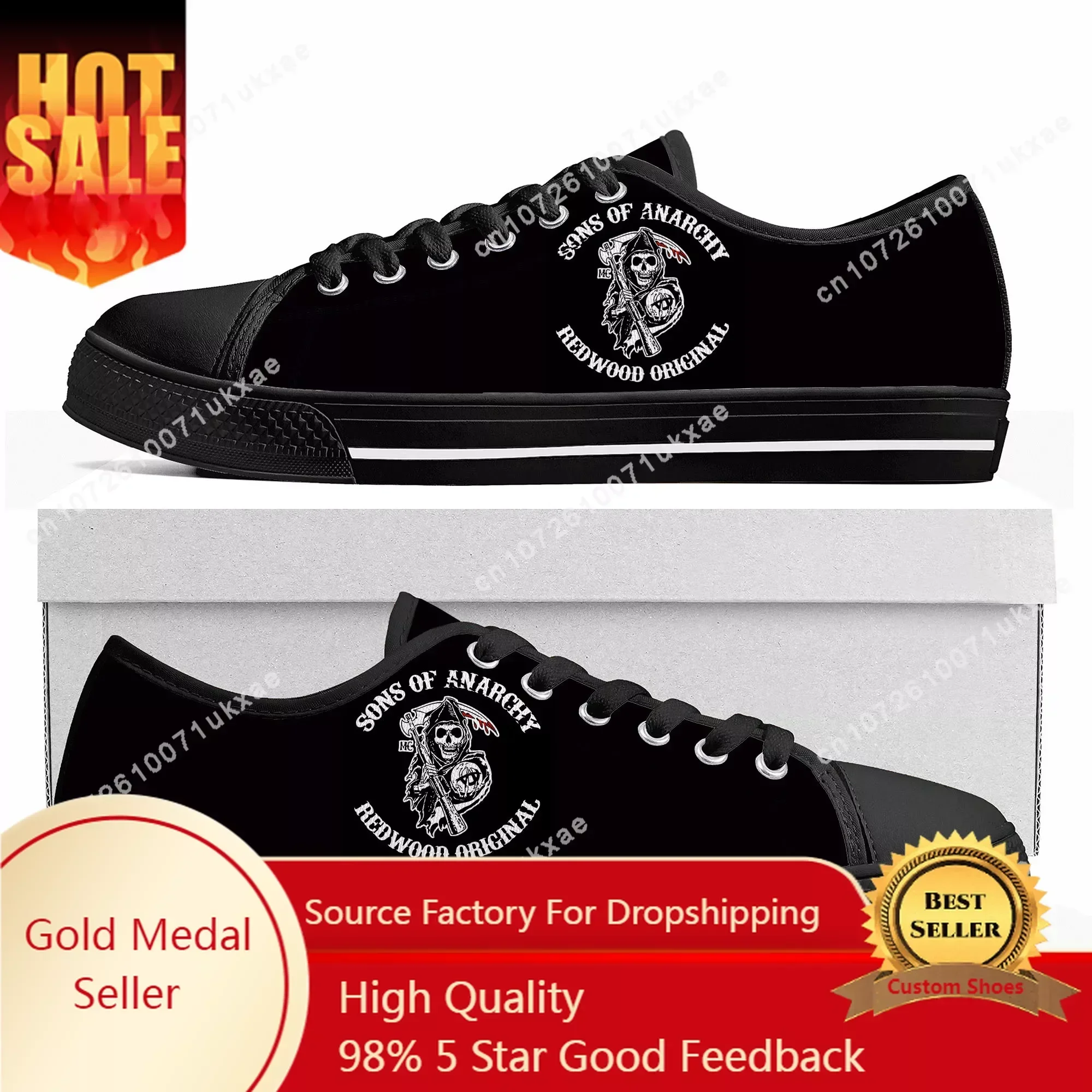 

Sons Of Anarchy SOA Low Top Sneakers Mens Womens Teenager Canvas High Quality Sneaker Casual Custom Made Shoes Customize Shoe