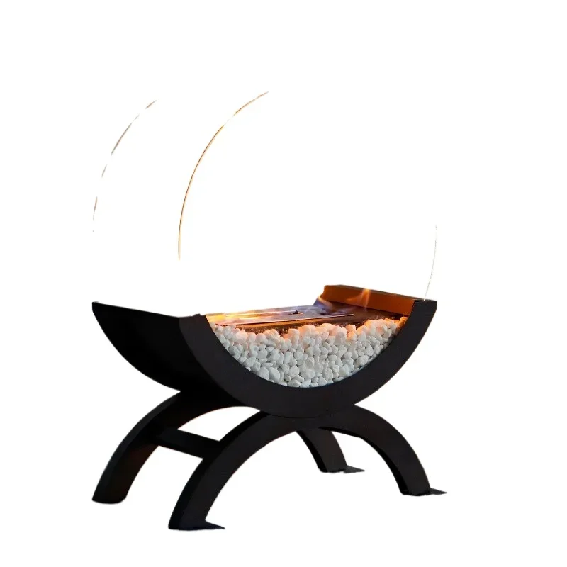 

Large Freestanding Round Bioethanol Fireplace Large Burner Patio Heater Indoor Outdoor Metal Ethanol Fire Pit