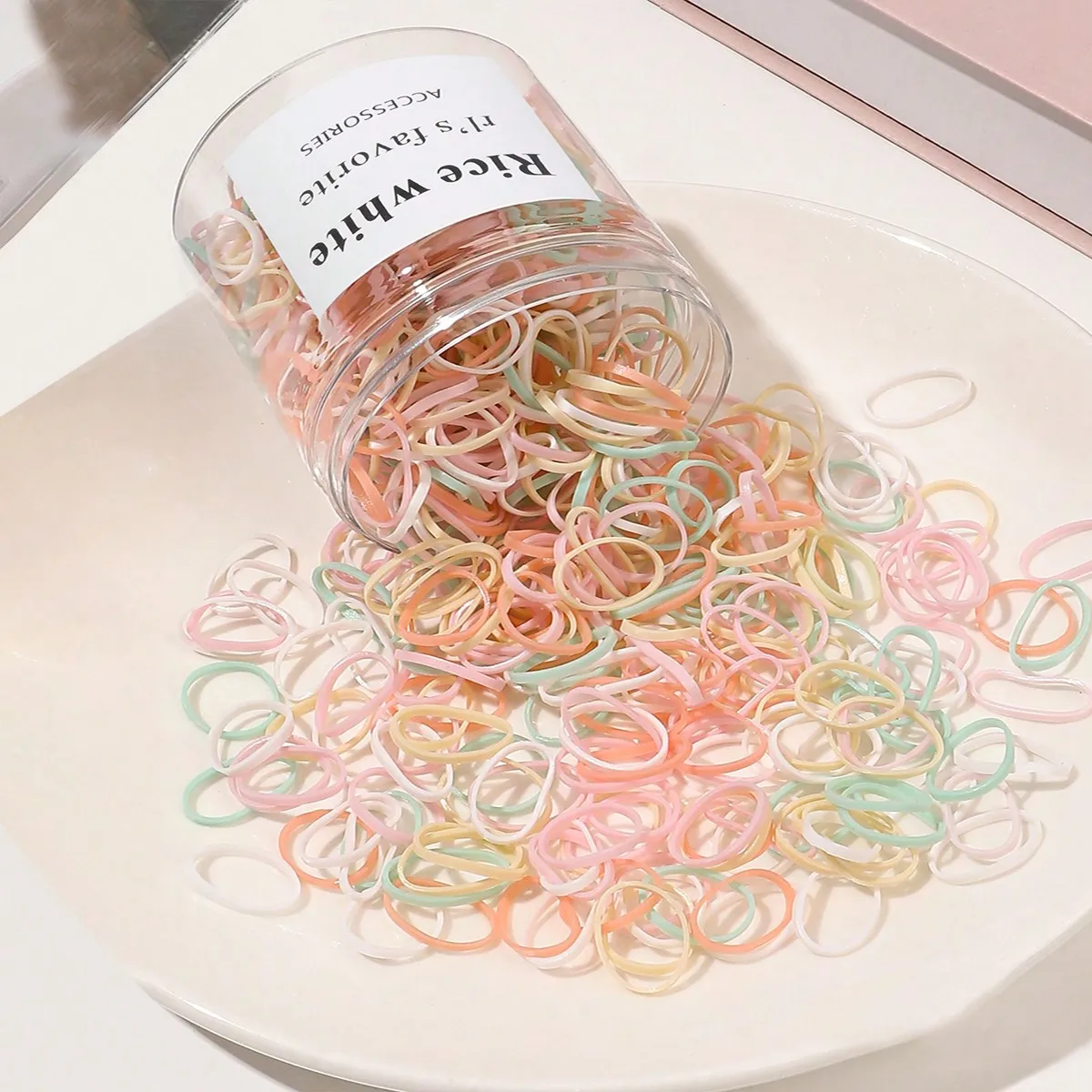 120/300/500 Stück mehrfarbige elastische Haarbänder, Gummibänder für dünnes, dickes Haar, kleine Haargummis, dehnbare Pferdeschwanzhalter – Detail 26