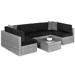 Modern Luxury Rattan Outdoor Garden Furniture, 6 Seating Sofa Set, Patio Furniture