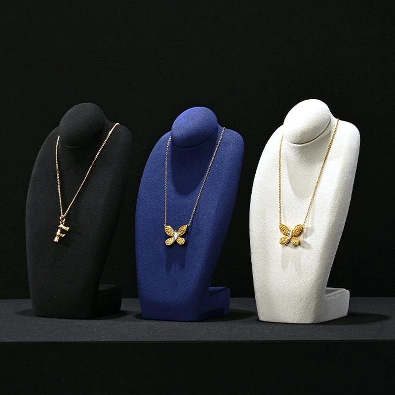 

H18cm Микрофибра Портретная подставка для шеи Шелковая ткань Ожерелье Стойка для выставки товаров Форма для шеи Прямая трансляция Дисплей Реквизит Стойка для ожерелья